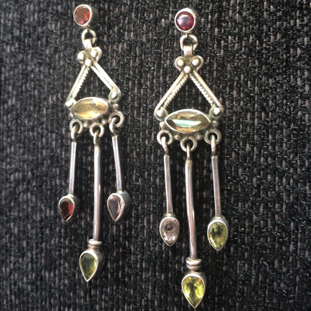 Beautiful multicolored stone 925 silver earrings